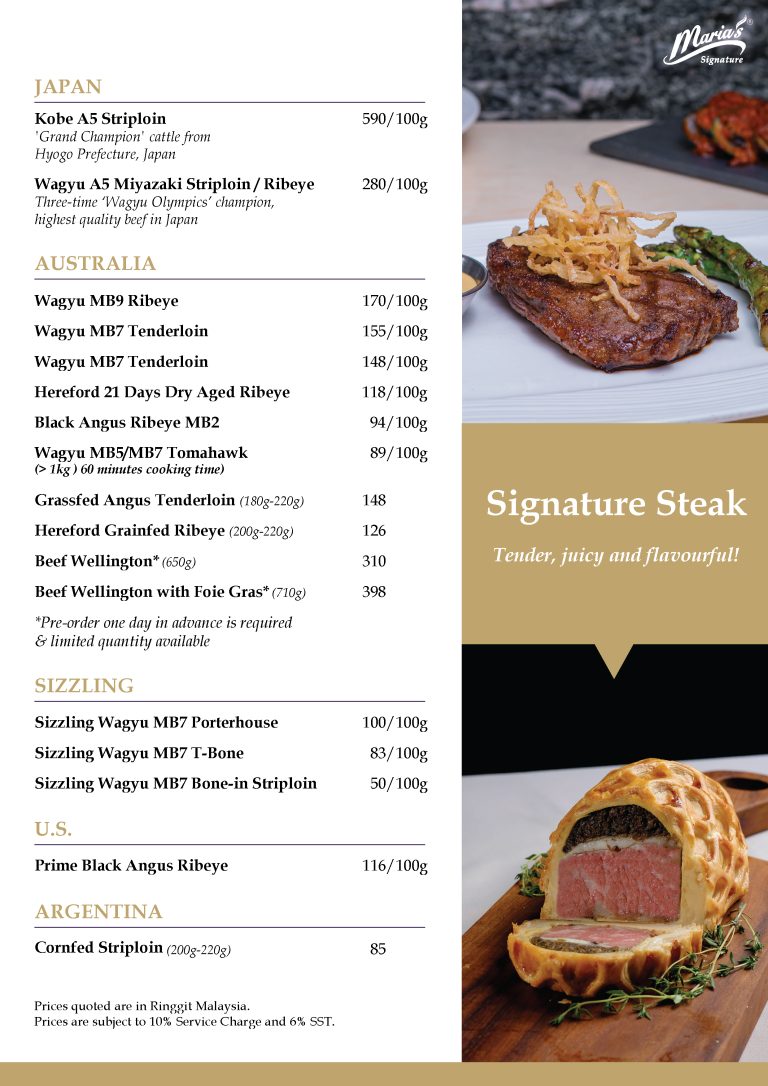 Marias Steakhouse in Kuala Lumpur. Visit for the best Steak Experience.